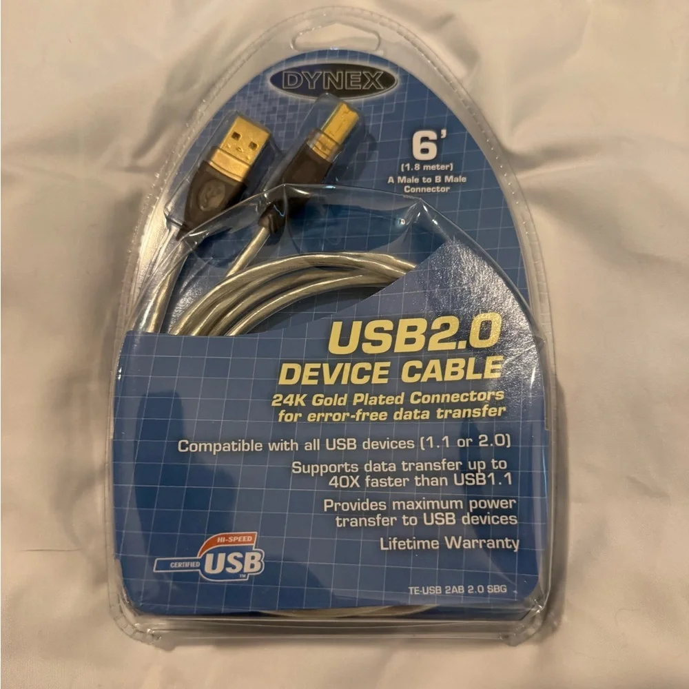 Dynex USB 2.0 Device Cable - Gold and Silver